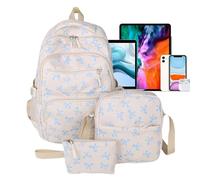 Women Backpack - Polyester Trendy Bowknot Girls Backpack | Nylon Lightweight Cute Large Capacity Pack Cosmetic Organizer For Traveling Teacher Outdoor Tourist Business Airplane