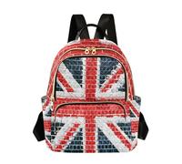 Women Backpack Purse Anti Theft An Image Of The Union Jack Flag Painted on A Brick Rucksack Backpack Mini Daily Backpack