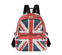 Women Backpack Purse little Backpack Anti Theft An Image Of The Union Jack Flag Painted on A Brick Rucksack Lovely Shoulder Bags Backpack for Ladies Girls Light Weight Mini Daily Backpack