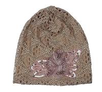 Women Baggy Slouchy Floral Lace Head Wrap Scarf Headwear for Chemo Patient Turban Cap Breathable Quick Dry Brown One Size