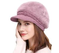 Women Baker Boy Hat Peaked Berets Hat Beanies Cap Ladies Winter Thermal Furry Wool Knitted Hats Warm Wool Newsboy Cap Classic Flat Caps Christmas Birthday Gift for Women Ladies Teen Girls