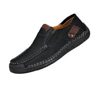 Women Ballerina Boat Shoes Leather Orthopedic Low Shoes Fashion Casual Ballerina Slip In Large Entry Shoe, black, 11.5 UK