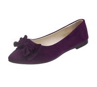 Women Ballet Flats Bow-Tie Soft Sole Slip On Wide Fit Dance Ballet Pumps Womens Comfortable Lightweight Mary Jane Folding Shoes Unisex Adult Casual Fashion Autumn Work Trainers (Purple, 4.5)