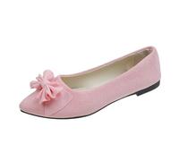 Women Ballet Flats Bow-Tie Soft Sole Slip On Wide Fit Dance Ballet Pumps Womens Comfortable Lightweight Mary Jane Folding Shoes Unisex Adult Casual Fashion Autumn Work Trainers (Pink, 5.5)