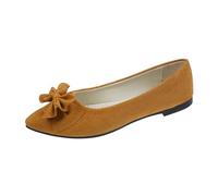 Women Ballet Flats Bow-Tie Soft Sole Slip On Wide Fit Dance Ballet Pumps Womens Comfortable Lightweight Mary Jane Folding Shoes Unisex Adult Casual Fashion Autumn Work Trainers (Brown, 6)