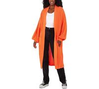 Women Balloon Sleeve Cardigans Open Front Chunky Knitted , Ladies Classic Oversized Two Pocket Slouchy Boyfriend Maxi Longline Floaty Knitwear Cardigan Sweater Top UK Plus Size 10-22, Neon Orange