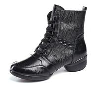 Women Ballroom Dance Boots Salsa Dress Shoes Practice Teaching Footwear 1.57 Inch 3.5Inch Heels,Black,6 UK