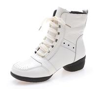 Women Ballroom Dance Boots Salsa Dress Shoes Practice Teaching Footwear 1.57 Inch 3.5Inch Heels,White,6.5 UK