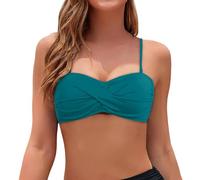 Women Bandeau Bikini Top Strapless Swimsuit Top Dark Green
