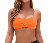 Women Bandeau Bikini Top Strapless Swimsuit Top Orange