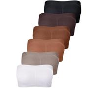 Women Bandeau Bra Padded Strapless Bralette Bra Seamless Bandeau Tube Top Bra, Black, Caramel, Dark Brown, White, Light Caramel, Cream Coffee, L