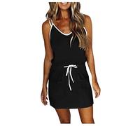 Women Bandeau Playsuit Short Beach Sexy Cutout Backless Sleeveless Jumpsuit Casual Loose Short Jumpsuit Tie Dye Romper