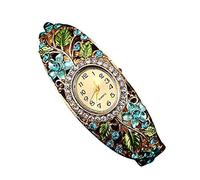 Women Bangle Wristwatch Flower Quartz Watch Bracelet Women's Watch Female Wrist Watch (Blue, One Size)