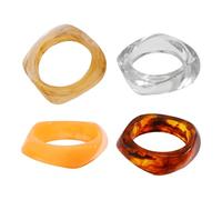 Women Bangles - 4 Irregular Chunky Resin Bangles | Beautiful Colored Geometric Cuff Bracelet for Holiday, Daily, Commute, Street, Vacation, Party, Performance
