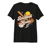 Women Baseball Mama Leopard Coquette Checkered Mother's Day Premium T-Shirt