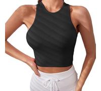 Women Basic Camisole Stretchy Vest Top Summer Tops Women's Solid Color Fashionable Casual Quick Drying Sleeveless Vest Cute Crop Tops for Women (Black, M)
