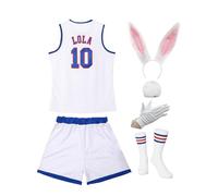 Women Basketball Jersey #10 Lola And 1/3 Space Costume 90s Movie Cosplay Halloween Sports Shirt White XS-XXL, 10 White, XL