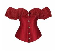 Women Basque Overbust Off-Shoulder Burgundy Overbust Corset Tops Sexy Lace Up Boned Bustier Corsets Bridal Lingerie Bodyshaper Shapewear Plus Size Gothic Bustier Vintage Underbust Halloween Outfit