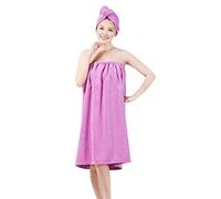 Women Bath Towel Wrap Bath Cap Set Soft Absorbent Microfiber Hair Turban Wearable Spa Bath Skirt Tube Sarong Bathrobe Dry Hair Hat with Elastic Back Fastener Strapless Bath Towel with Shower Cap