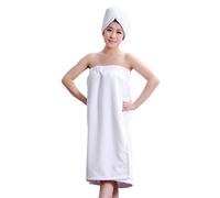 Women Bath Towel Wrap Bath Cap Set Soft Absorbent Microfiber Hair Turban Wearable Spa Bath Skirt Tube Sarong Bathrobe Dry Hair Hat with Elastic Back Fastener Strapless Bath Towel with Shower Cap
