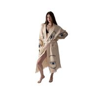 Women Batrobe - Stone Patterned Handmade Cotton Bathrobe - Light, Soft, Women's Bathrobe - 100% Cotton - Available in S/M/L Sizes (UK, Alpha, One Size, Regular, Regular, S-M-L, Blue Eye Drop Bathrobe)