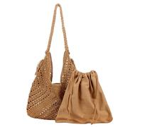 Women Beach Bag With Inner Bag Fashionable Casual Shoulder Trend Handbag Knitted Straw Everyday Fashion Straw For Women Knitted Beach With Inner Casual Shoulder