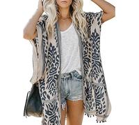 Women Beach Cover Up Boho Chiffon Sheer Lady Kimono Bikini Coverup, Swimsui Pompom Trim, Pool Cardigan Duster, Plus Size Swim Wear, Bathting Suit Swimsuit Swimwear