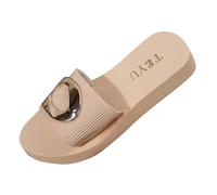 Women Beach Flip Flops UK Clearance,Ladies Fashion Casual Versatile Outer wear Thongs Summer Comfortable Flat Metal Sandals Roman Slippers Lightweight Washable Shoes Non Slip Slides 5-8
