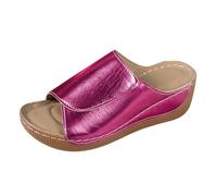 Women Beach Slippers Arch Support Platform Wide Straps Casual Thong Sandals Ladies Walking Summer Fish Mouth Flip Flops Lightweight Open Toe Non-Slip Sandals Shoes Spring (Hot Pink, 4)