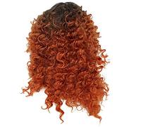 Women Beautiful Gradient Brown Color Mid-Length Wig Curly Wavy Wigs For Halloween Cosplay Christmas Everyday Use