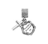 Women Bible Verse Isaiah Religion Charm Compatible with Pandora Charm Bracelets Jesus Cross Christian Do Not Fear I Am with You