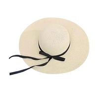 Women Big Brim Hat Sun Floppy Wide Brim Hats Bowknot Folding Beach Cap Fisherman Hat for Women (Beige, One Size)