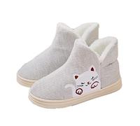 Women/Big Girls Cute Cat Soft Fleece Winter Boot Shoes Warm Fluffy Lining Indoor Outdoor Slipper Grey