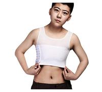 Women Binder Bra for Tomboy Breathable Flat Compression Chest Binder for Trans Lesbian Sport Bra Side Buckle Top Chest Binder Breast Wrap White