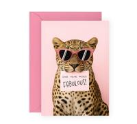 Women Birthday Card - One Year More Fabulous Leopard - Greetings for Friend Colleagues Sister Niece Grandma Aunt Wife Girlfriend Daughter Mum Bestie Women Ladies Girls -Comes with Stickers