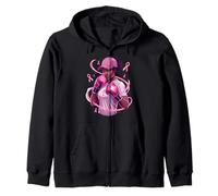 Women Black African American Fight Breast Cancer Pink Ribbon Zip Hoodie