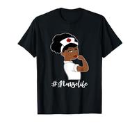 Women Black African Rosie Riveter Nurse Life T-Shirt