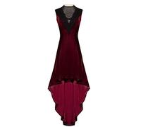 Women Black Gothic Dress Gold Velvet Steampunk Vintage Midi Dress Medieval Solid V-Neck Sleeveless Dress Elegant Tunic Slim Dress Renaissance Ball Gowns Halloween Prom Evening Party Palace Dress S-3XL