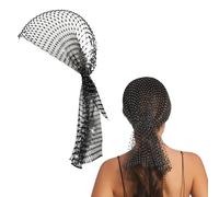 Women Black Mesh Rhinestones Headband Sparkly Head Scarf Glitter Fishnet Diamond Headpiece Crystal Nightclub Headwrap Rave Hair Accessories
