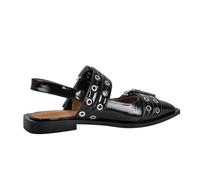 Women Black Pointed Toe Belt Buckle Slingback Flats Comfortable Retro Mary Jane Female Shoes(Color 1,12)