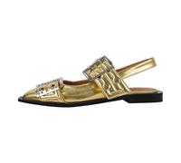 Women Black Pointed Toe Belt Buckle Slingback Flats Comfortable Retro Mary Jane Female Shoes(Color 3,12)