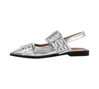 Women Black Pointed Toe Belt Buckle Slingback Flats Comfortable Retro Mary Jane Female Shoes(Color 6,9)