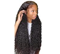 Women Black Wig Long Black Afro Wigs Lace Front for Black Women Bob Curly Wigs Glueless Synthetic for 80S Rock Fun Anime Party, Cosplay, Halloween 28 inch