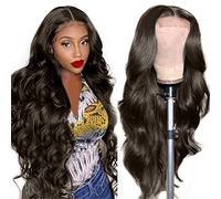 Women Black Wig Long Black Afro Wigs Lace Front for Black Women Water Wave Wig Human Hair Bob Synthetic Glueless Fancy Dress Anime 80S Rock Cosplay Party Wigs 24 inch