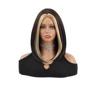 Women Black Wig U Part Short Black Bob Straight Human Hair Wigs Glueless Synthetic Fun Anime 70S Party, Cosplay, Halloween