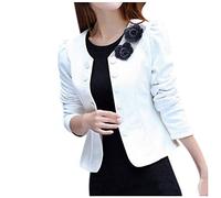 Women Blazers Smart Casual - Women'S Cardigans Long Sleeve Ladies Blazer Jackets Comfy Lightweight Ladies Blazer Jackets Button Double-Breasted Womens Blazers Solid O-Neck Blazers for Women UK White