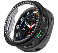 Women Bling Case Compatible with Samsung Galaxy Watch 8 40mm Cover Hard PC Crystal Diamonds Rhinestone Protective Bumper Shell for Galaxy Watch8 40mm, No Screen Protector (Black)