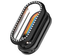 Women Bling Case Compatible with Xiaomi Smart Band 10 Cover Hard PC Crystal Diamonds Rhinestone Protective Bumper Shell for Xiaomi Mi Band 10/Band 9, No Screen Protector (Black)