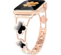Women Bling Diamond Lucky Clover Band Compatible with Apple Watch Strap 38mm 40mm 41mm 42mm 42mm 45mm 46mm Series SE 11 10 9 8 7 6 5 4, Sparkle Diamond Bracelet Wristband, Dressy iWatch Band