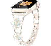 Women Bling Diamond Lucky Clover Band Compatible with Apple Watch Strap 38mm 40mm 41mm 42mm 42mm 45mm 46mm Series SE 11 10 9 8 7 6 5 4, Sparkle Diamond Bracelet Wristband, Dressy iWatch Band